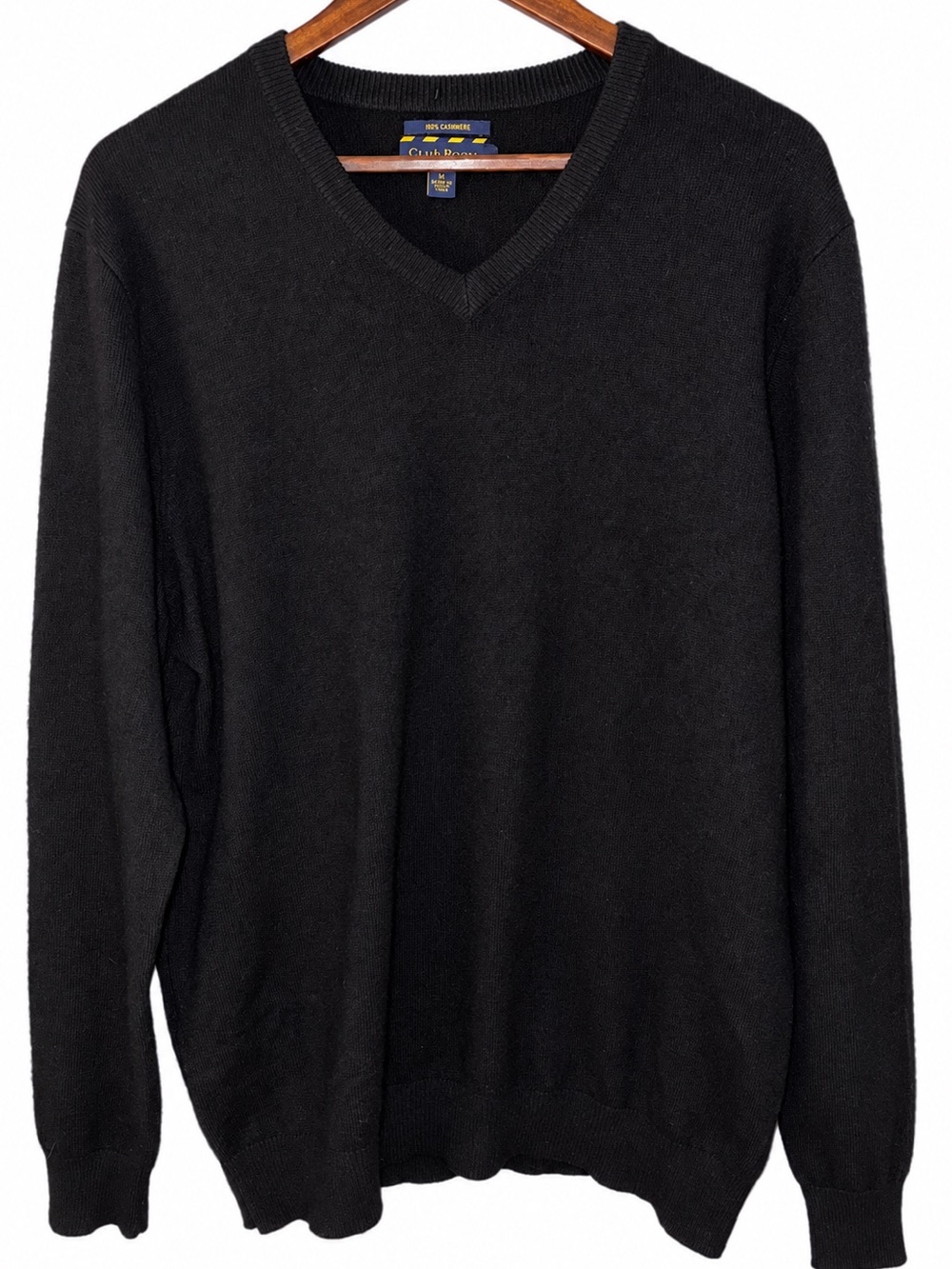 Club Room Men’s Large 100% Cashmere Black V-Neck Sweater